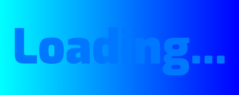 The text 'Loading...' in an in-between blue on top of a left to right, aqua to blue gradient. The contrast between the text and the background is poor. It could at most pass AA for large text (above 18pt or bold above 14pt) and AA for user interface components and graphical objects on the left end, but would fail WCAG 2.0 and 2.1 everywhere else.