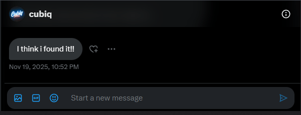 A screenshot of a messaging app conversation featuring a user's message expressing excitement about a discovery.