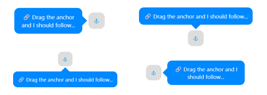 Image showing four tooltip positions in relation to an anchor, with text indicating interaction.