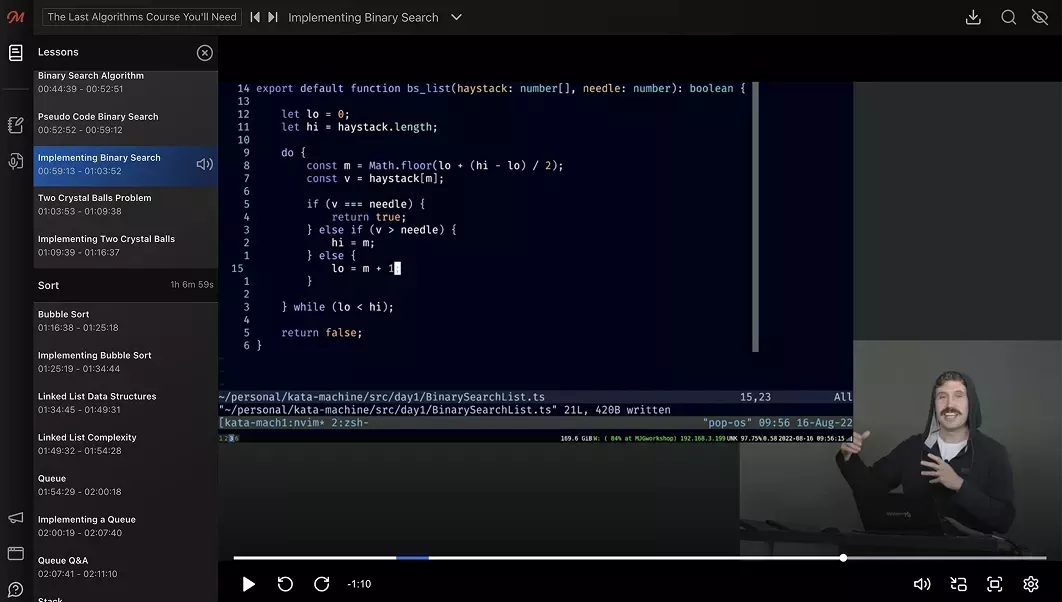Frontend Masters course player