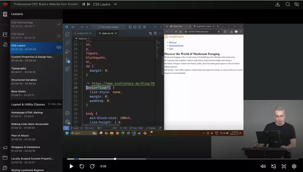 Frontend Masters course player